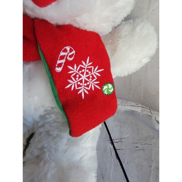 SnowFlake Teddy 2019 White Boy Teddy Bear Red Scarf - Picture 2 of 7